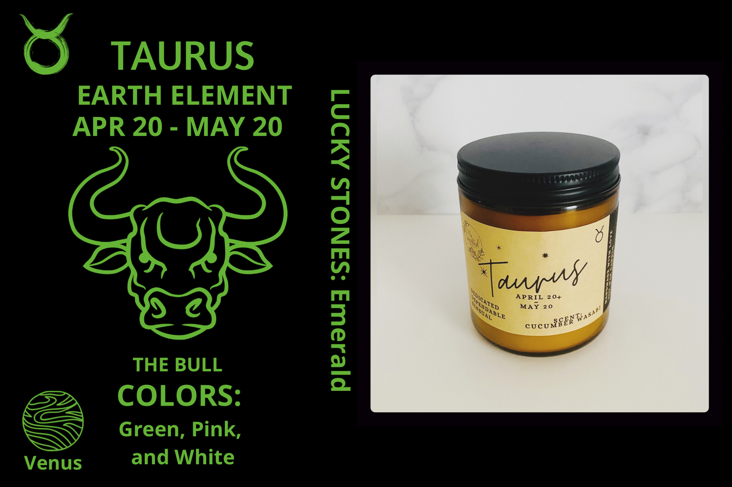 Taurus Zodiac Candle